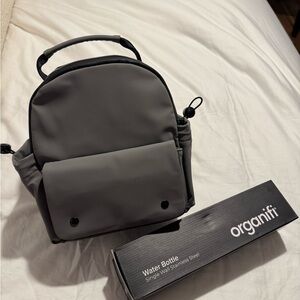 Gray Insulated Lunch Backpack and Waterbottle